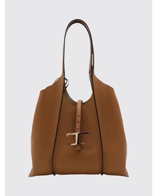 Tod's Brown T Timeless Small Leather Shopping Bag