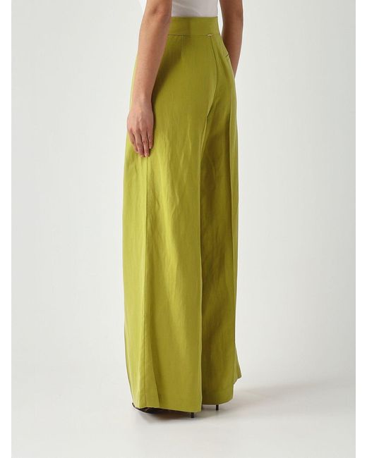 Twinset Green Linen Blend Palazzo Trousers