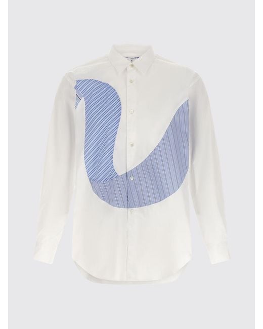 Comme des Garçons Blue Striped Long-Sleeved Cotton Shirt for men
