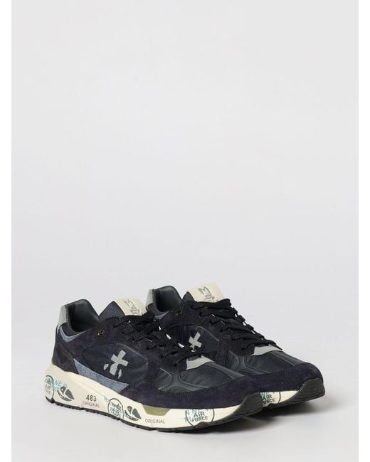 Premiata White Mase Suede And Canvas Sneakers for men