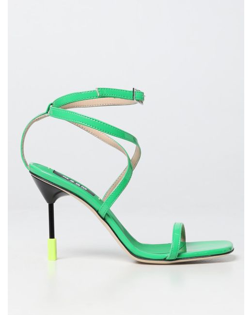 MSGM Green Heeled Sandals