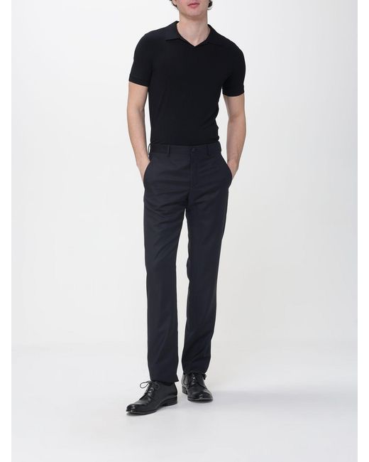 Giorgio Armani Black Viscose Polo Shirt for men