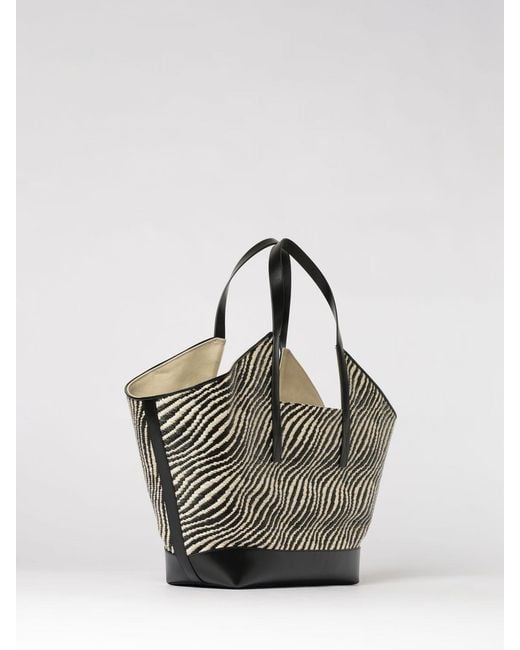 Marni Black Raffia Bag With Zebra Motif