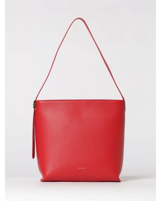 Coccinelle Red C-Me Lock Grained Leather Bag