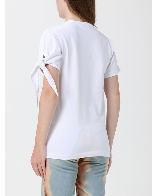 J.W. Anderson White Slim Fit Cotton T-Shirt With Bow Appliqué