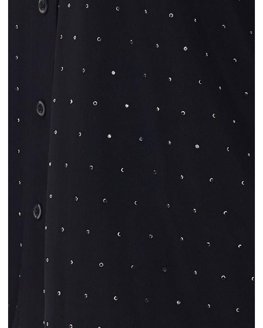 Liu Jo Blue Long-Sleeved Polyester Shirt With Applied Crystals