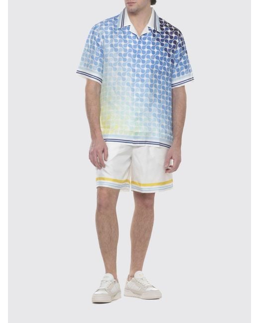 Casablanca Blue Printed Silk Casual Shirt for men