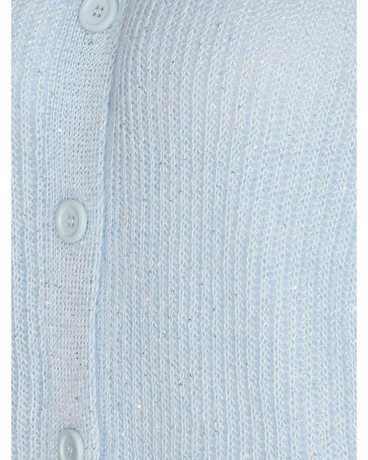 Fabiana Filippi Blue Alpaca Mohair Wool Cardigan