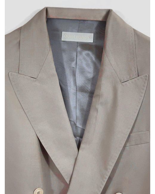 Our Legacy Gray Double-Breasted Tencel Lyocell Blazer With Peak Lapels for men