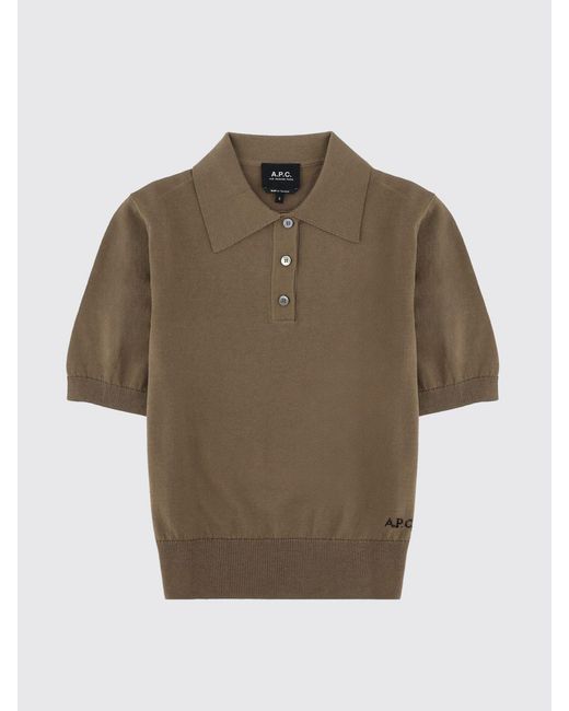 A.P.C. Blue Cotton Knit Polo Shirt
