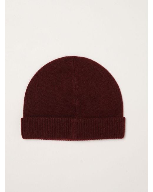 Emporio Armani Red Pure Cashmere Ribbed-Knit Beanie Hat for men