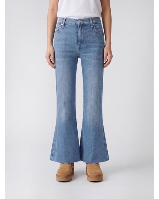 7 For All Mankind Blue High-Waisted Flared Jeans