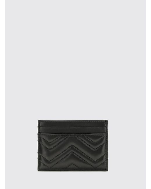 Gucci White Gg Marmont Quilted Chevron Nappa Leather Card Holder