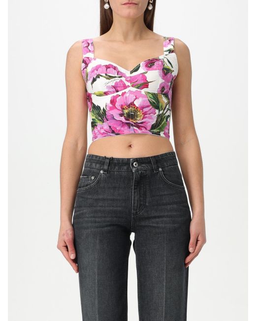 Dolce & Gabbana Pink Top With Flower Print