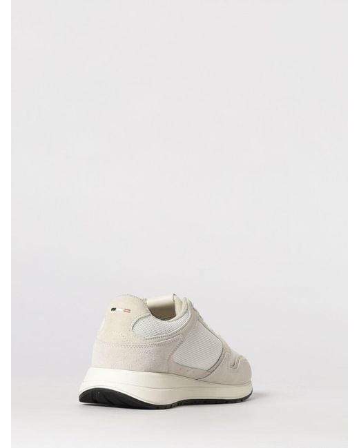 Boss White Mesh And Suede Sneakers for men