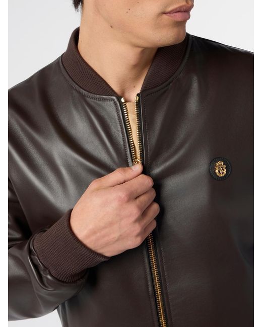 Billionaire Black Nappa Leather Bomber Jacket for men