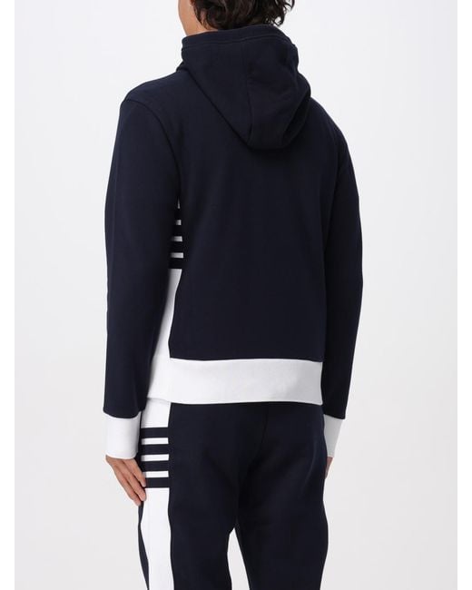 Thom Browne Blue Colourblock Loopback Hooded Sweater for men