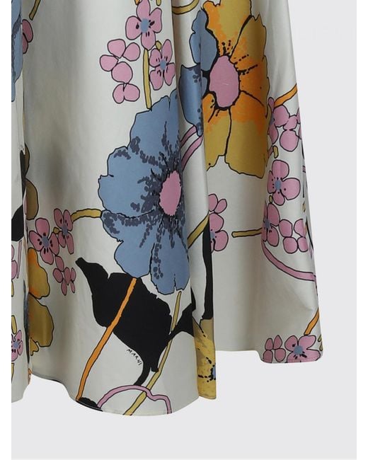 Marni White Floral Print Cotton Midi Dress
