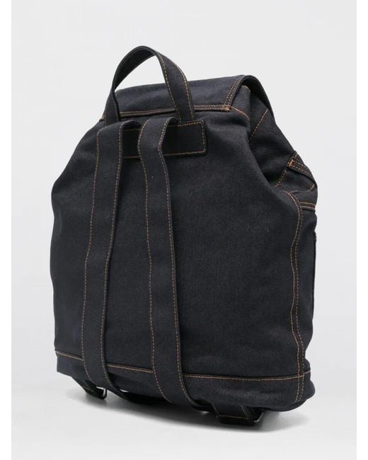 KENZO Black Denim Backpack With Logo for men