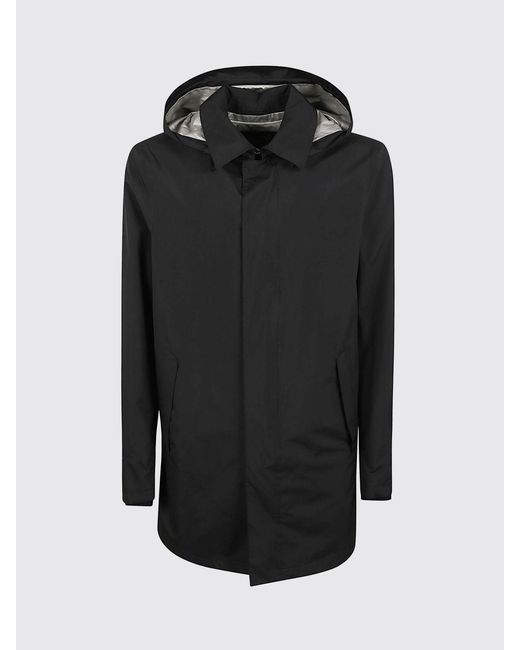 Herno Blue Knee-Length Gore-Tex Tech Fabric Trench Coat With Hood for men