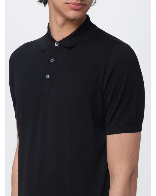 Drumohr Black Cotton Knit Polo Shirt for men