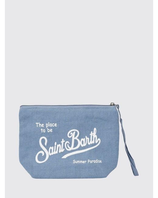 Mc2 Saint Barth Blue Aline Striped Linen Pochette
