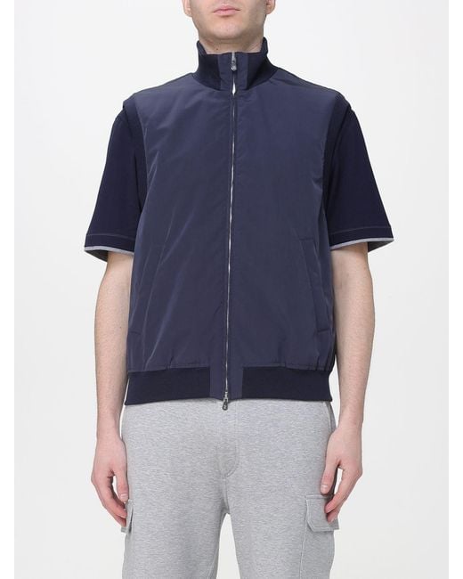 Brunello Cucinelli Blue Nylon Vest With Thermore Padding for men