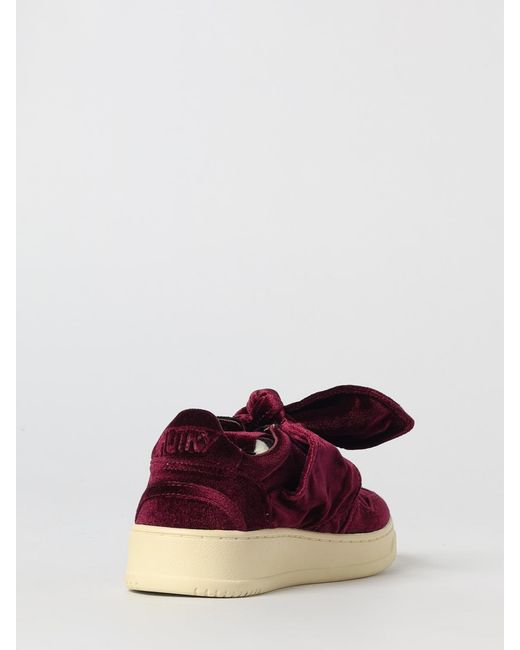 Autry Red Medalist Velvet Sneakers With Bow