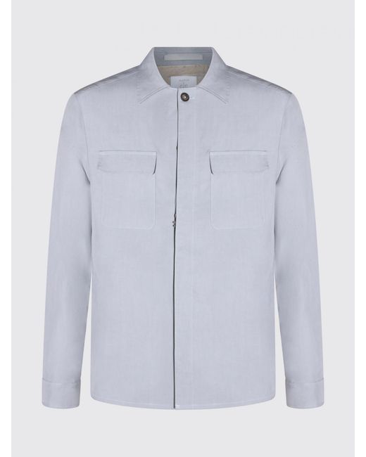 Eleventy Gray Linen Blend Shirt Jacket for men