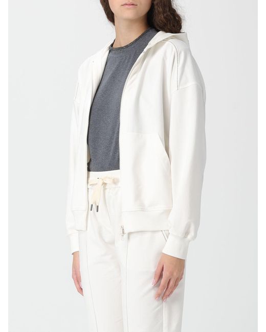 Brunello Cucinelli White Light Cotton Hoodie