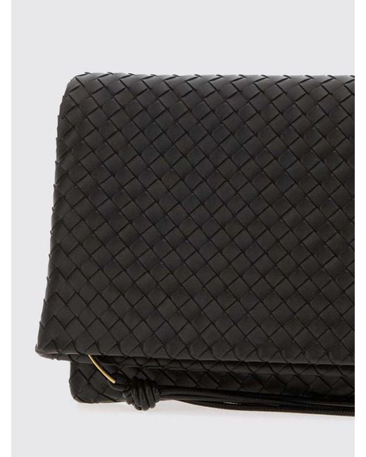 Bottega Veneta Black Giornale Woven Leather Clutch