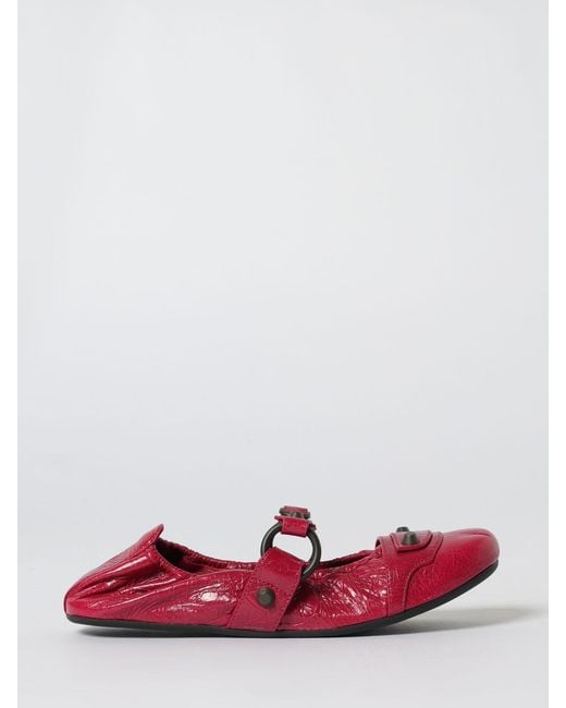 Balenciaga Red City Arena Leather Ballerina