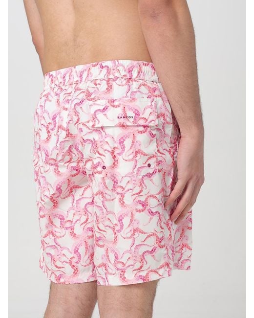 Kampos Pink Patterned Nylon Swim Shorts for men