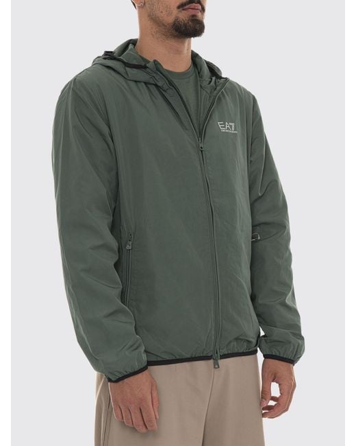 EA7 Green Technical Fabric Hooded Jacket for men