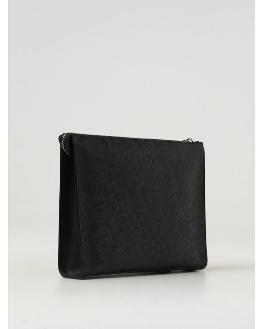 Fendi Black `Ff` Clutch Bag for men