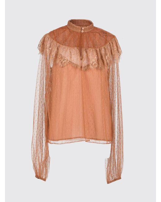 Twinset Orange Point D'Esprit Tulle Blouse