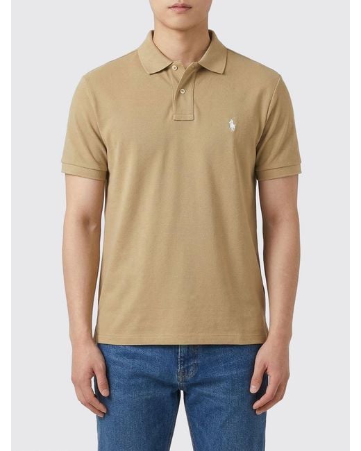 Polo Ralph Lauren Natural Pony Logo Cotton Polo Shirt for men