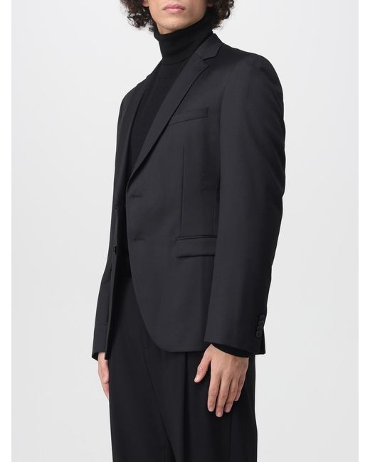 HUGO Blue Single-Breasted Crêpe Blazer for men