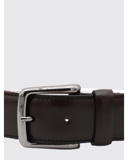 Tod's White Classic Smooth Leather Belt With Metal Buckle for men