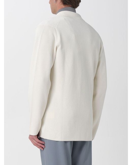 Lardini White Double-Breasted Cotton Knit Jacket for men