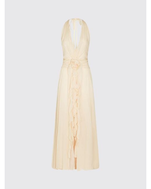 Blumarine Natural Halterneck Georgette Long Evening Gown