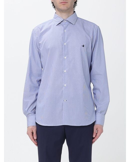 Brooksfield Blue Casual Striped Poplin Shirt for men