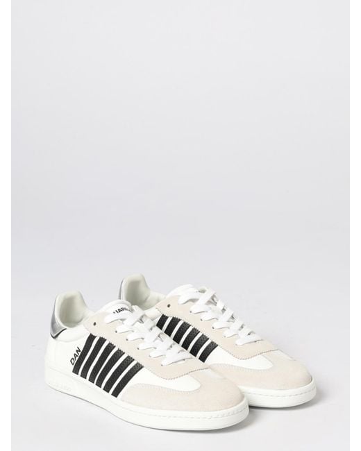 DSquared² White Boxer Leather Sneakers for men