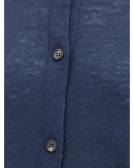 Polo De Punto De Lino Max Mara de color Blue