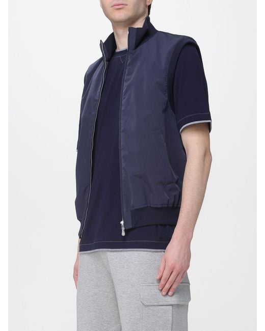Brunello Cucinelli Blue Nylon Vest With Thermore Padding for men