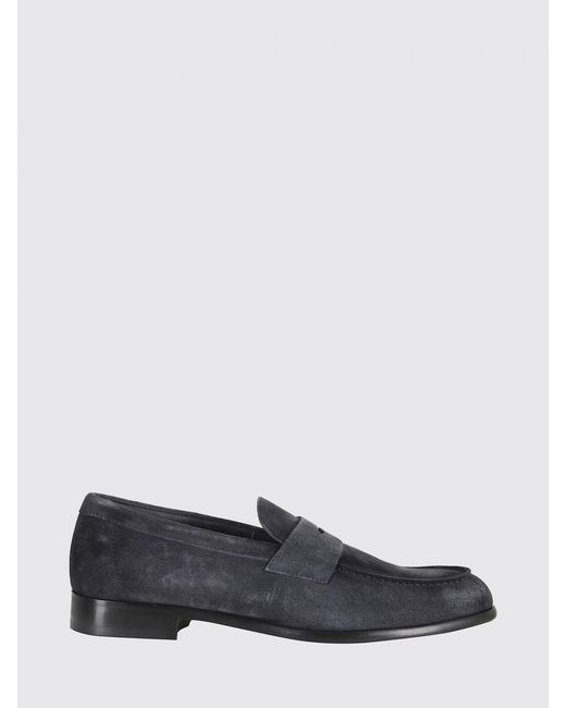 Doucal's Blue Penny Aged Suede Loafers for men