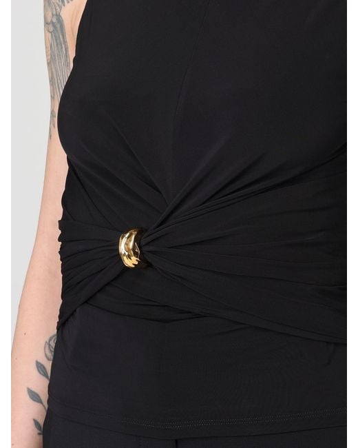 Elisabetta Franchi Black Viscose Top With Metallic Ring