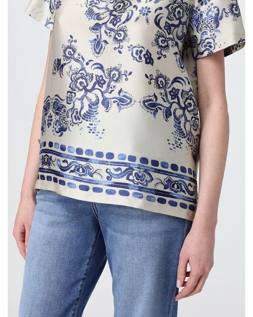 Liu Jo Blue Floral Print Satin Blouse