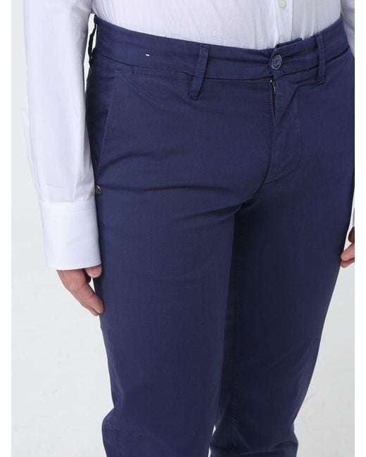 Re-hash Blue Stretch Cotton Chino Trousers for men