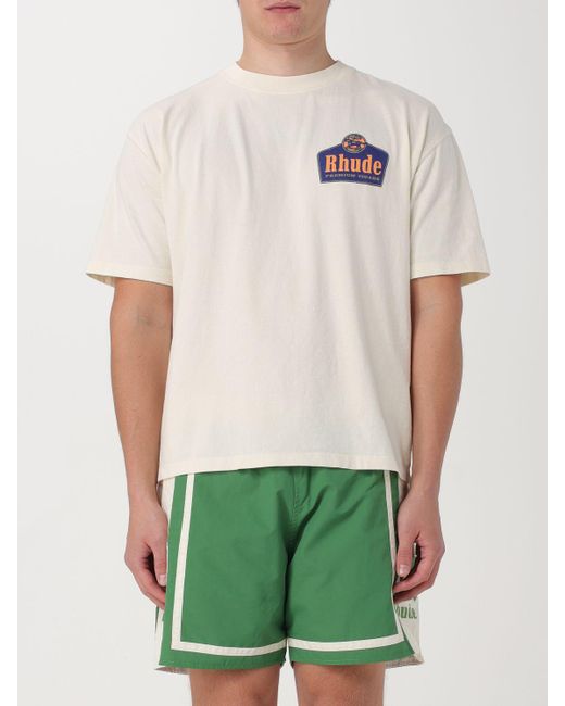 T-shirt in jersey con stampa logo di Rhude in Green da Uomo